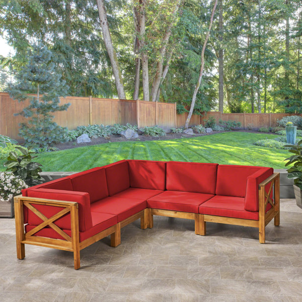 Highland Dunes Ansel Outdoor 5 Piece Sectional Seating Group with